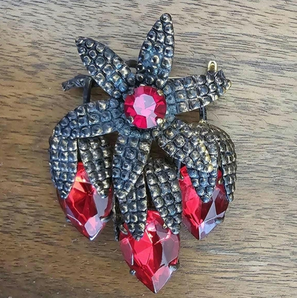 Vintage Germany West Red Uranium Brooch